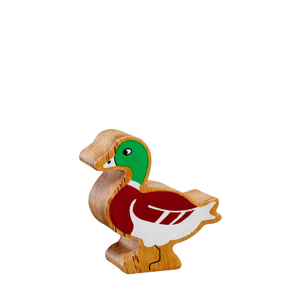 Natural Painted Wood - Brown Duck Figure