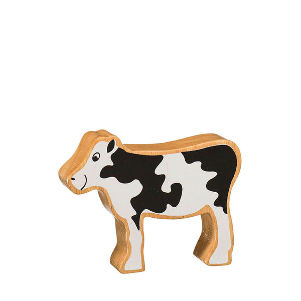 Natural Painted Wood - Black and White Calf Figure