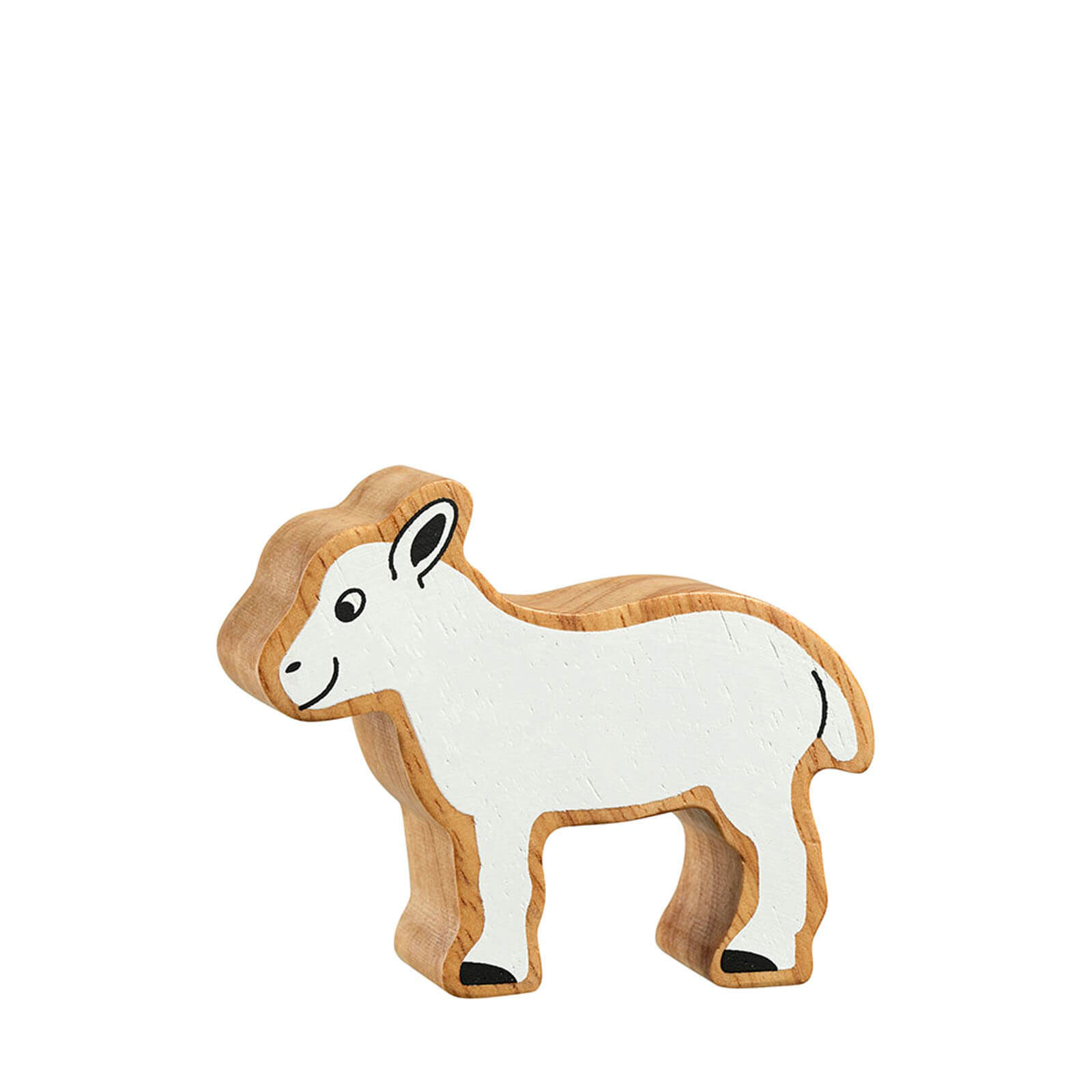 Natural Painted Wood - White Lamb Figure