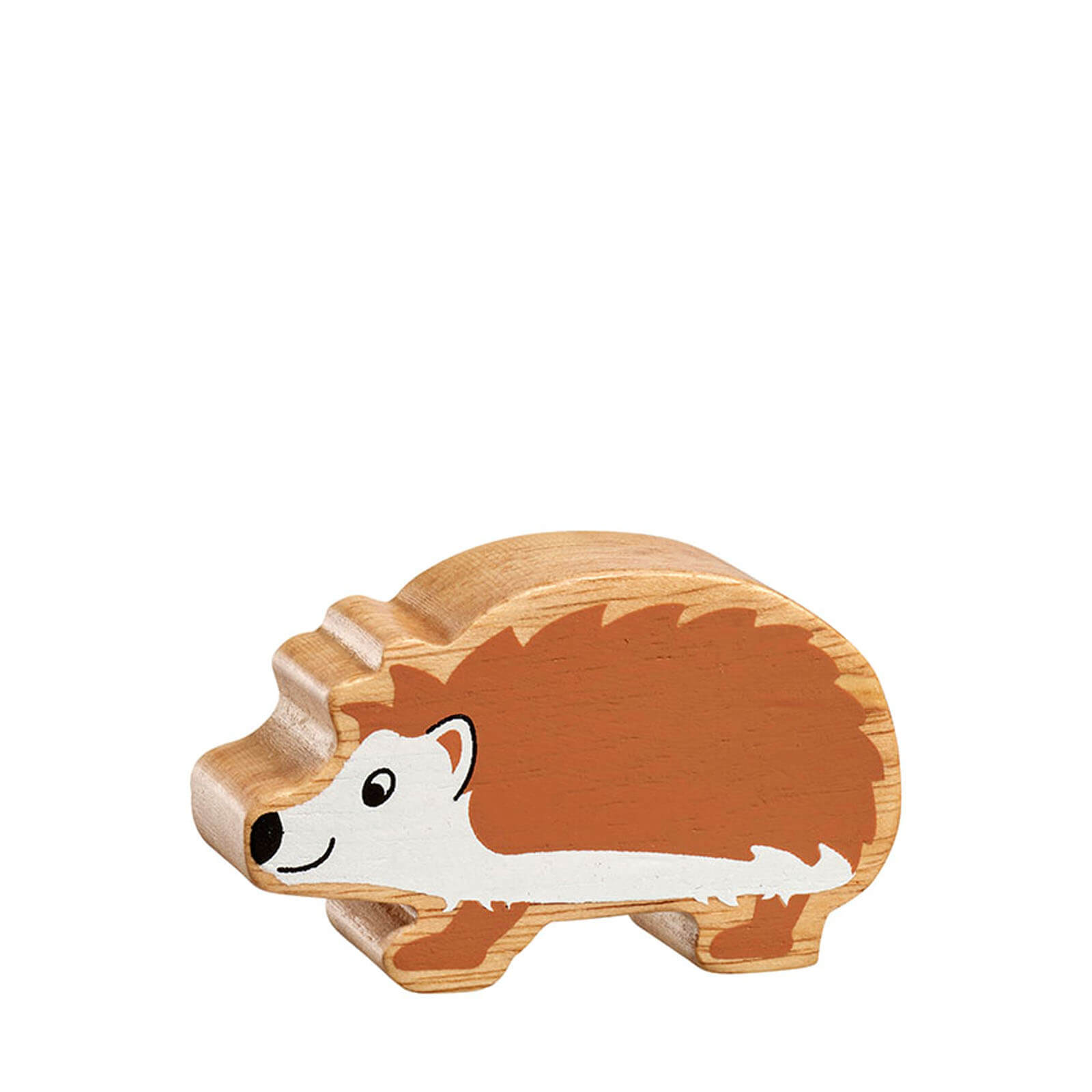 Natural Painted Wood - Brown and White Hedgehog Figure