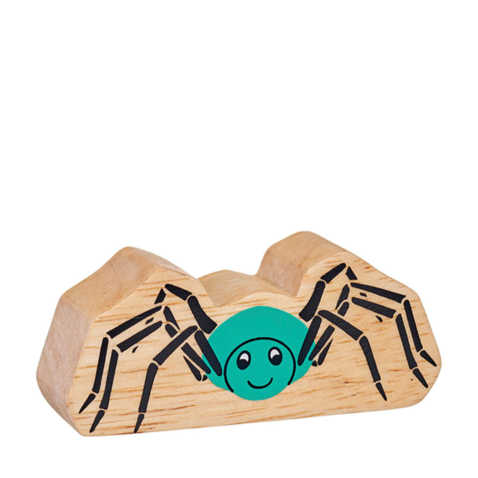 Natural Painted Wood - Turquoise Spider Figure