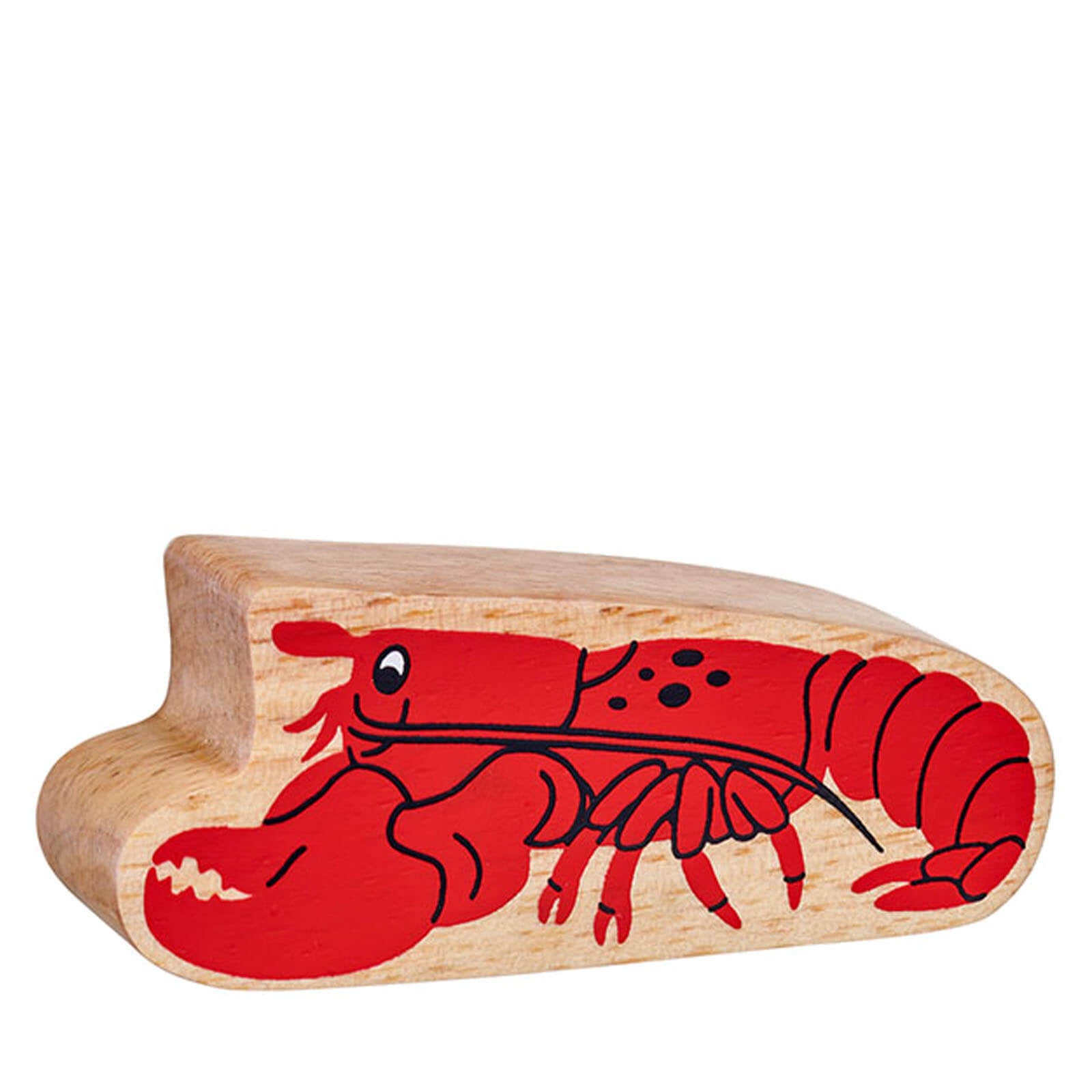 Natural Painted Wood - Red Lobster Figure