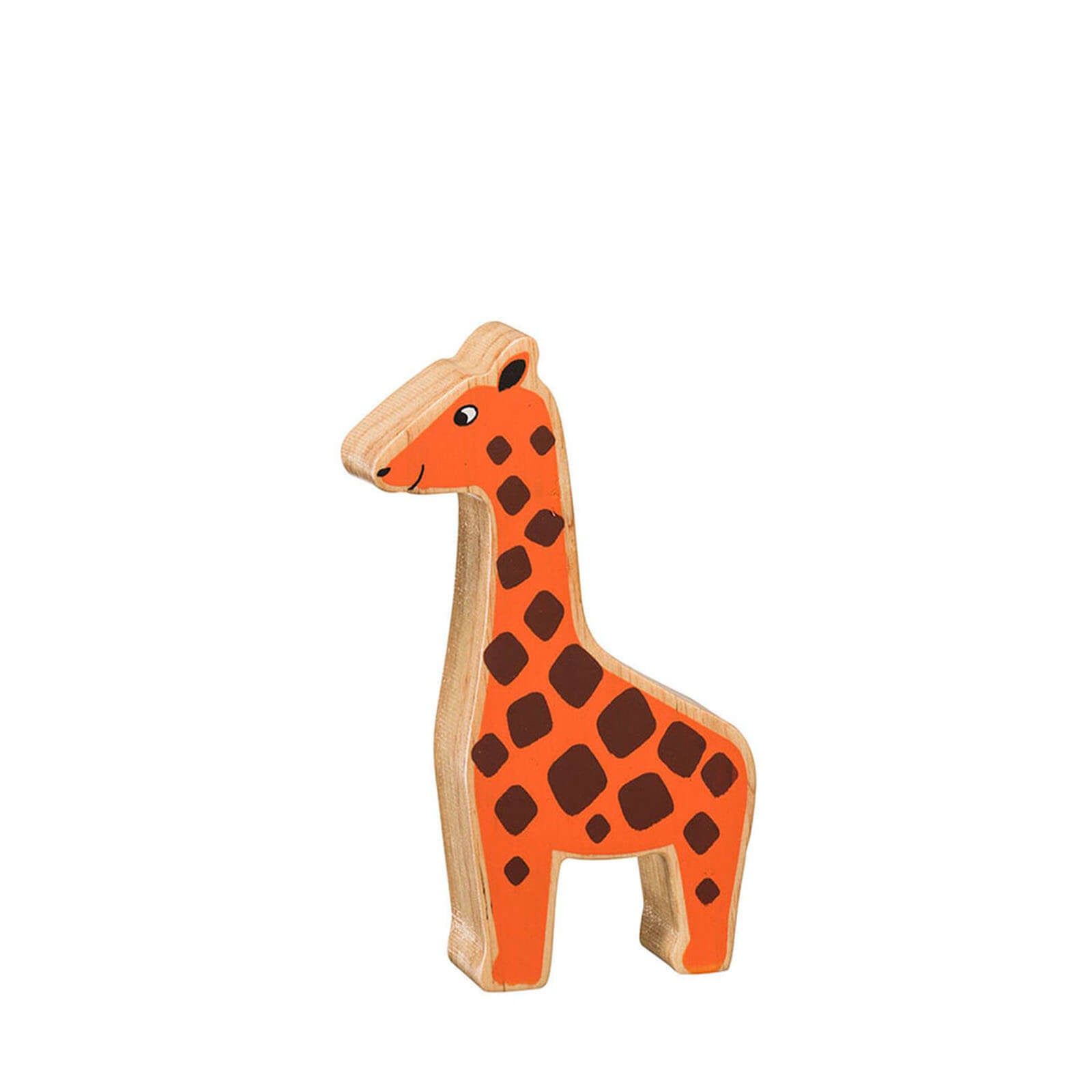 Natural Painted Wood - Orange Giraffe Figure