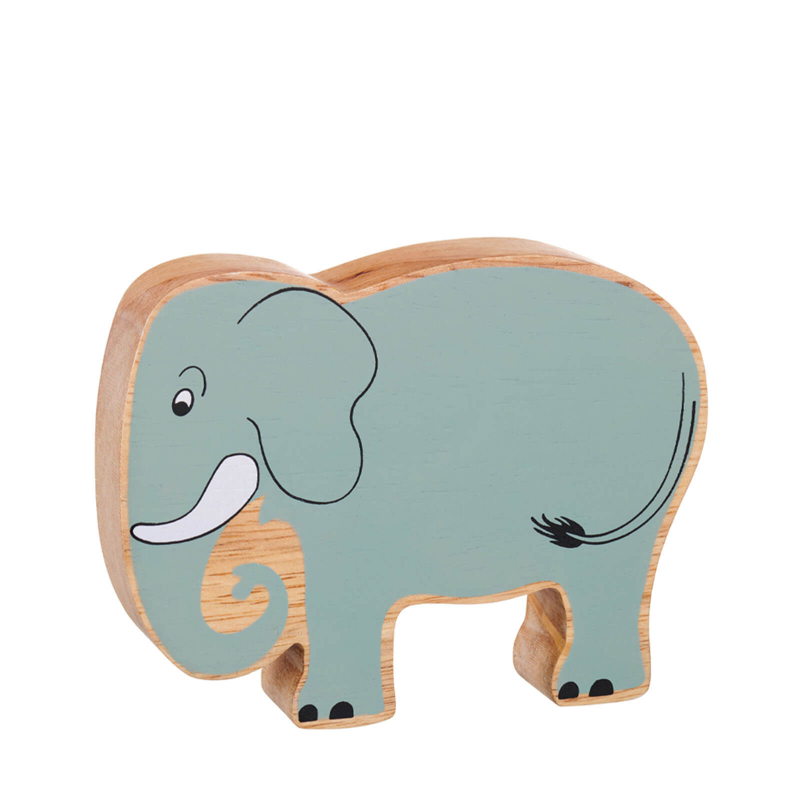 Natural Painted Wood - Grey Elephant Figure