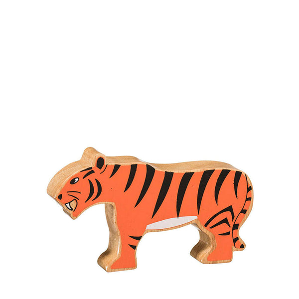Natural Painted Wood - Orange Tiger Figure