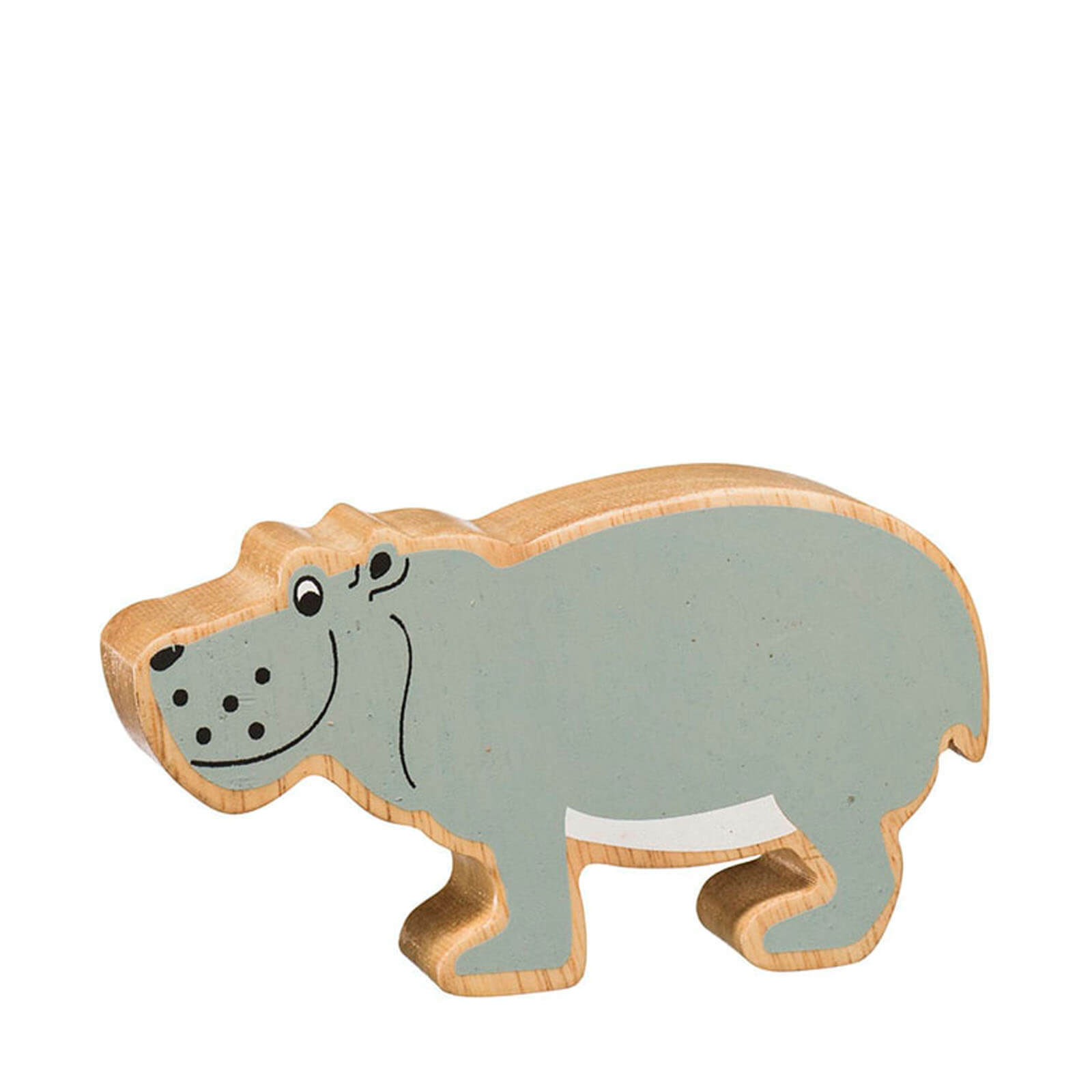 Natural Painted Wood - Grey Hippo Figure