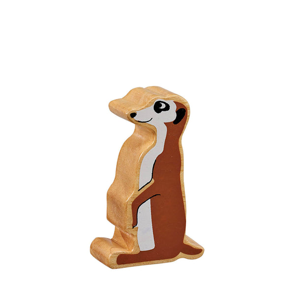 Natural Painted Wood - Brown Meerkat Figure