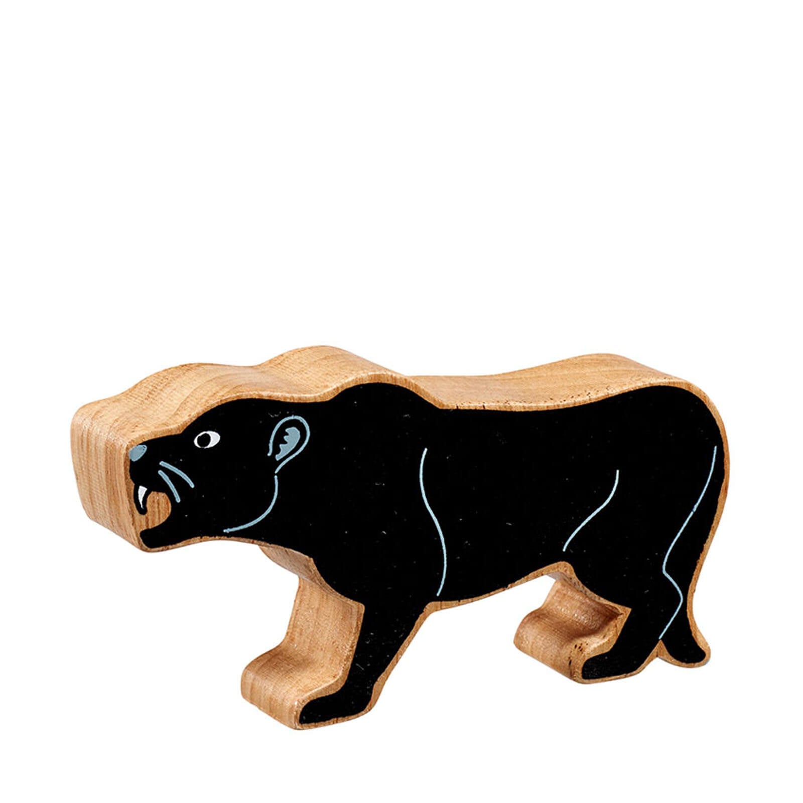 Natural Painted Wood - Black Panther Figure