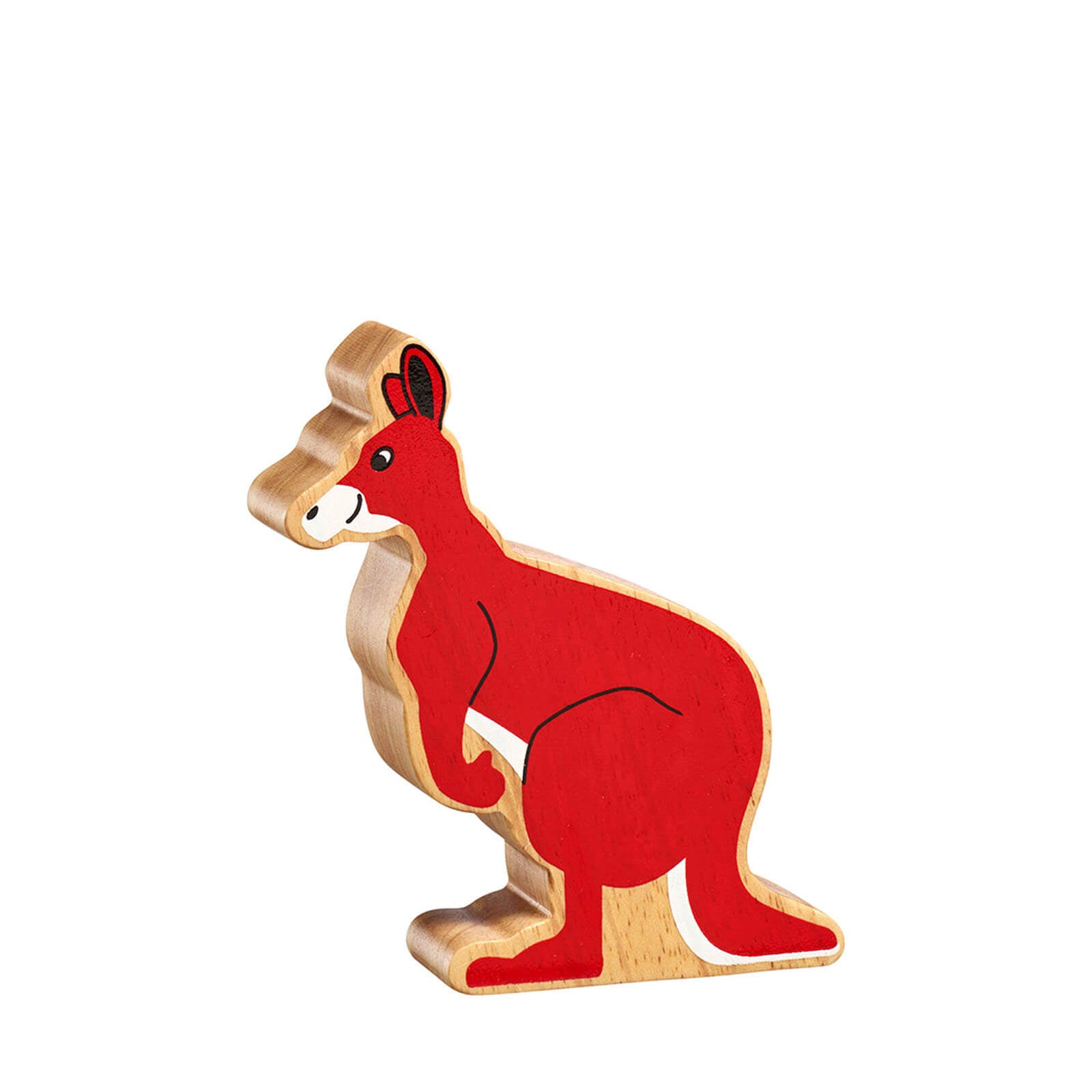 Natural Painted Wood - Red Kangaroo Figure