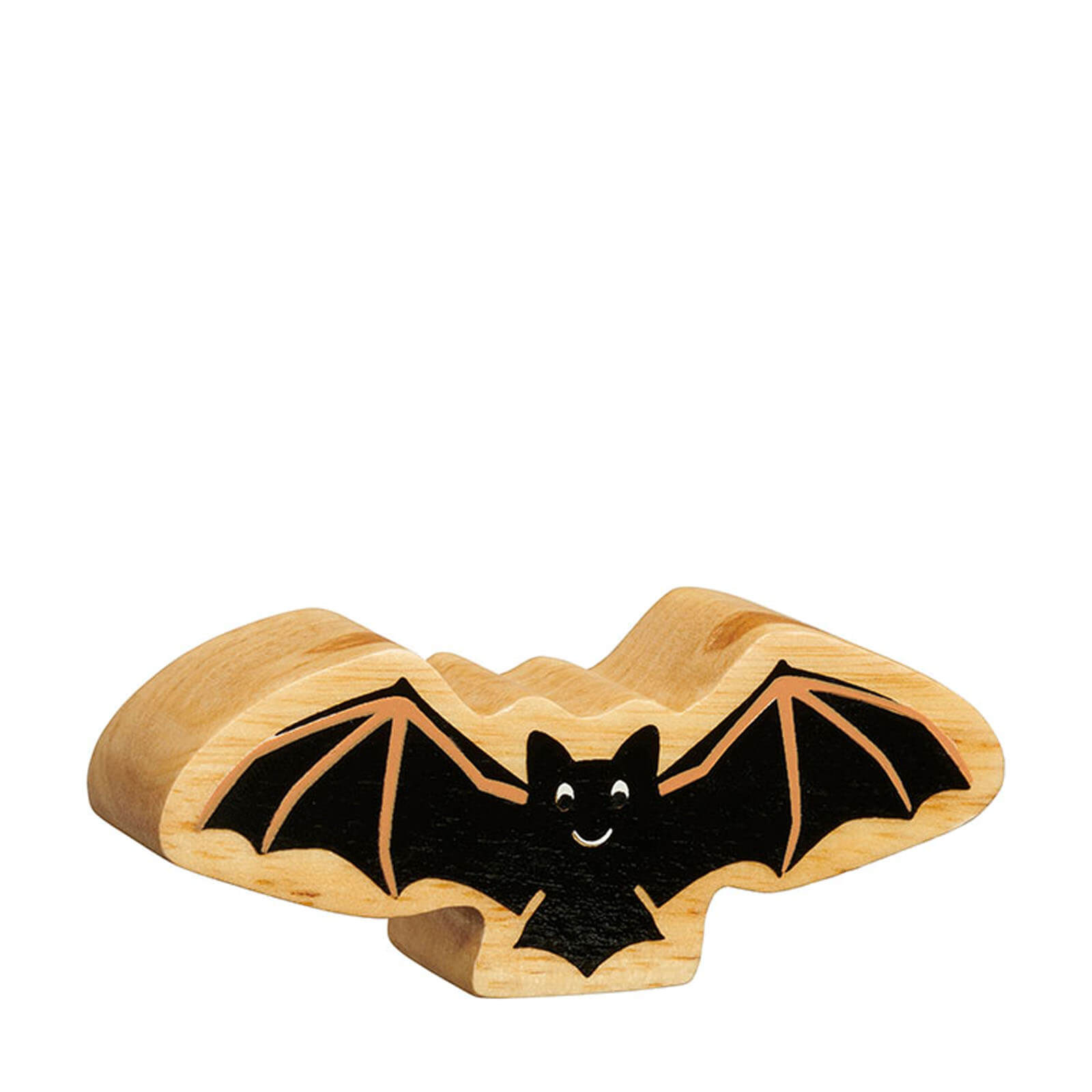 Natural Painted Wood - Black Bat Figure