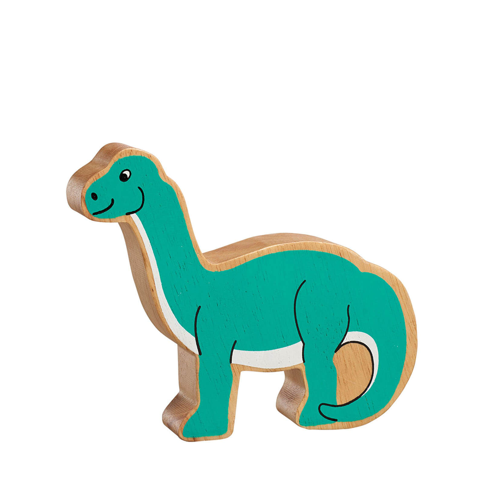 Natural Painted Wood - Green Diplodocus Figure