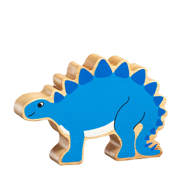 Natural Painted Wood - Blue Stegosaurus Figure