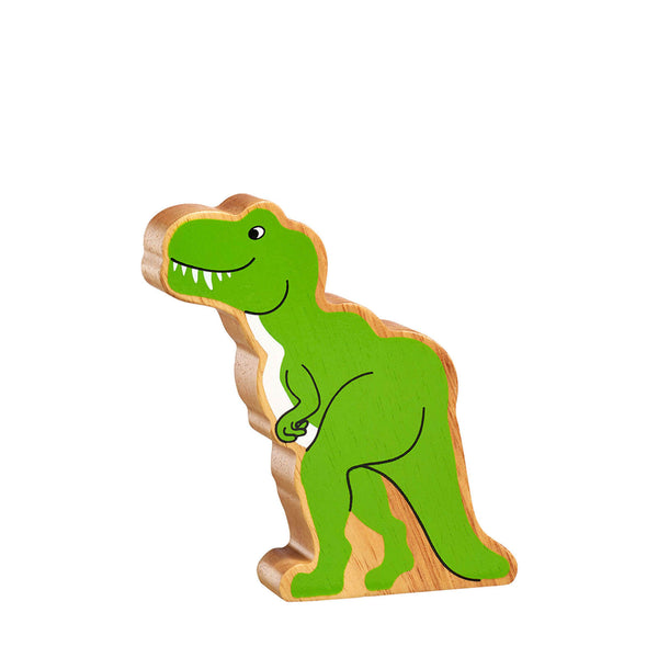 Natural Painted Wood - Green T Rex Figure