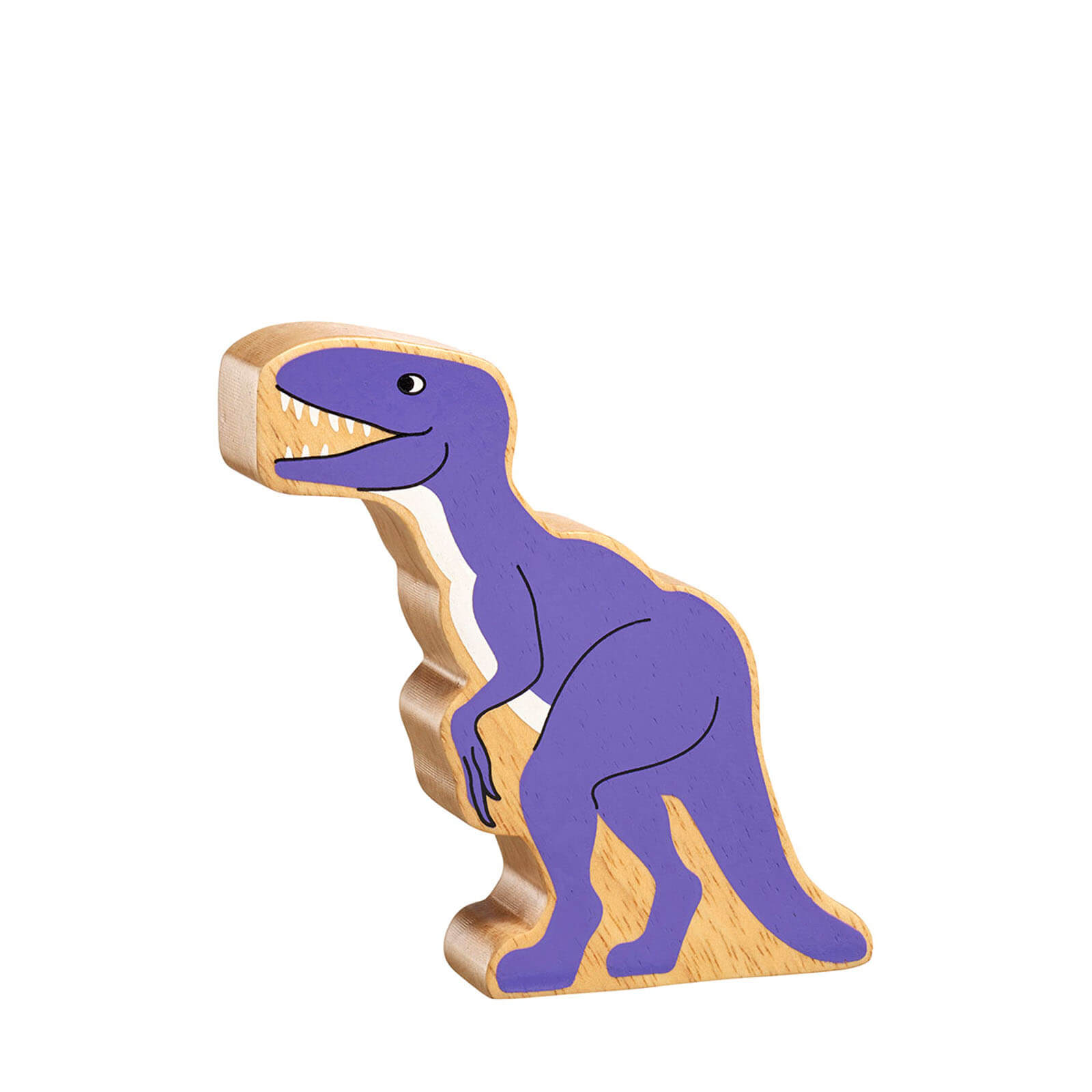 Natural Painted Wood - Purple Velociraptor Figure