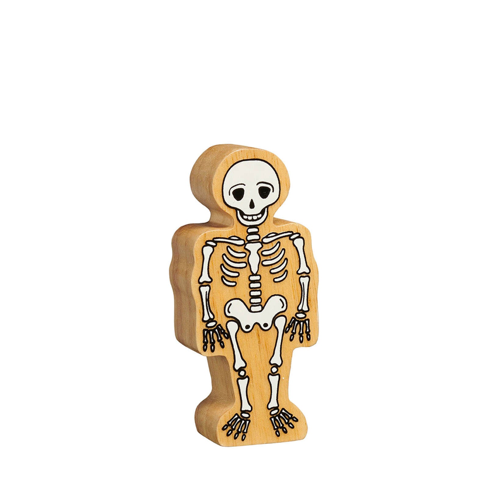 Natural Painted Wood - White Skeleton Figure