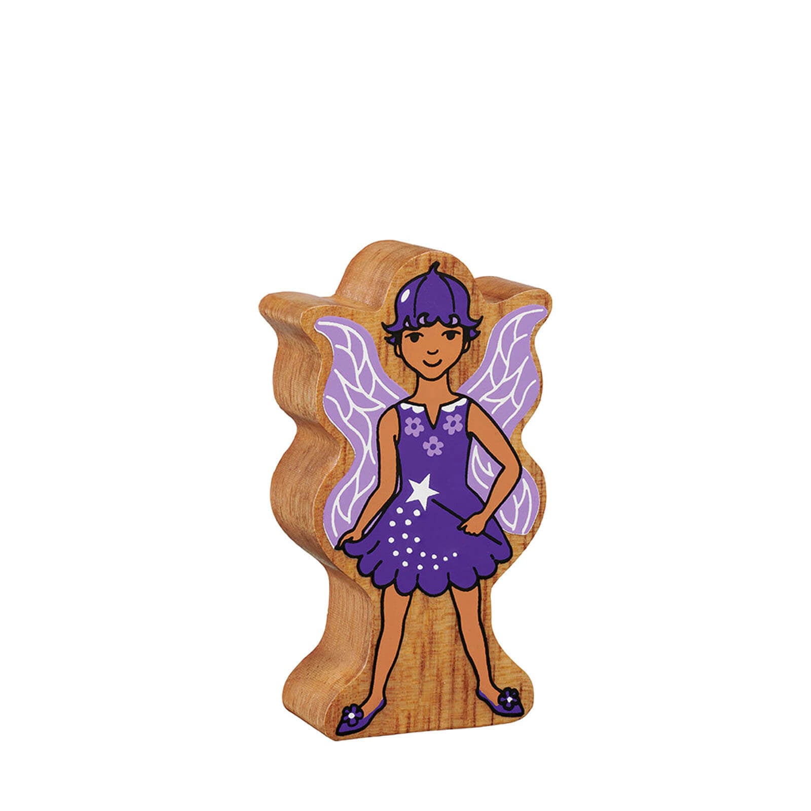 Natural Painted Wood - Purple Bluebell Fairy Figure