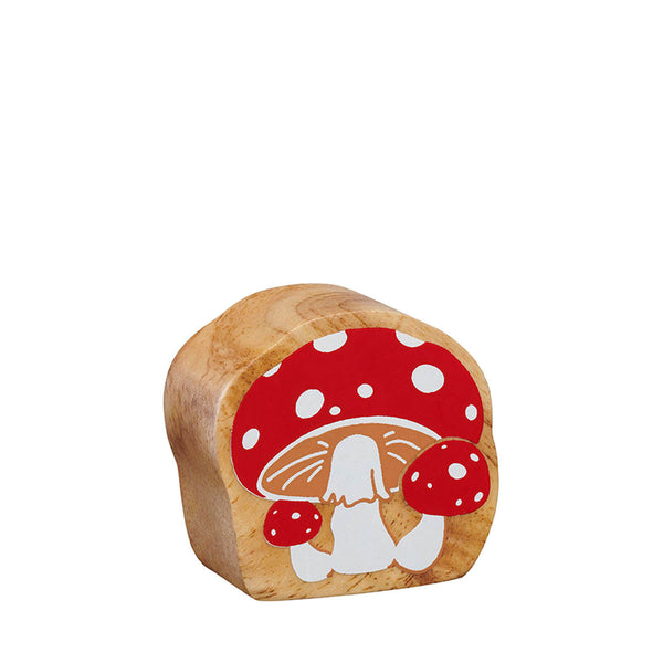 Natural Painted Wood - Red and White Toadstool