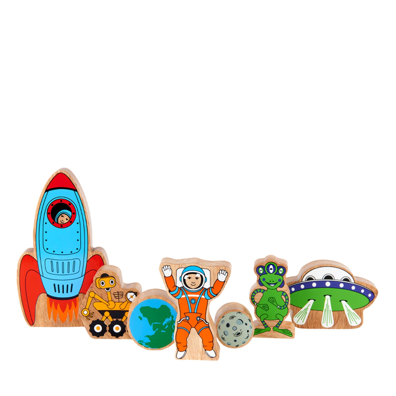 Wooden Space Play Set - 7 Pieces