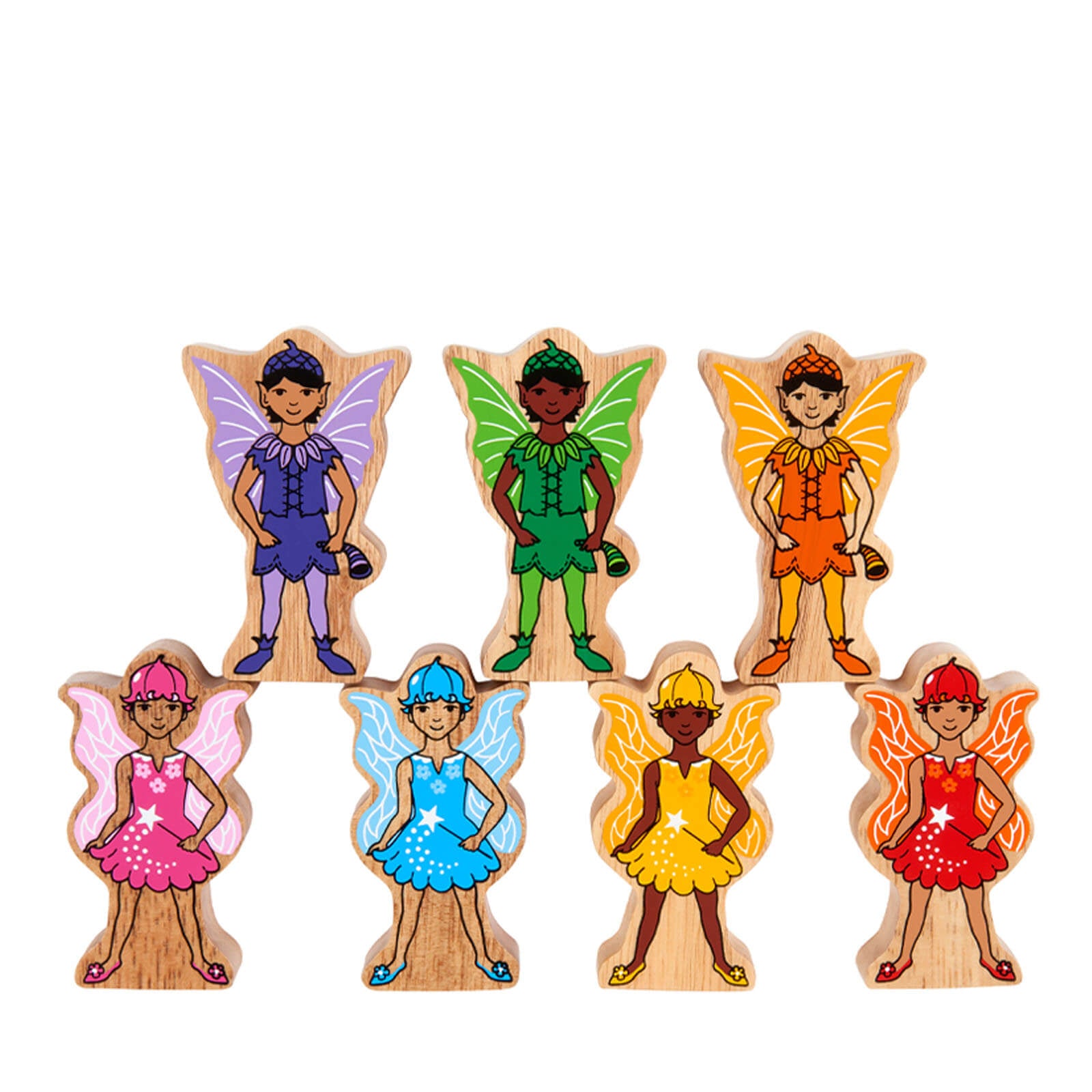 Wooden Rainbow Fairies Play Set - 7 Pieces