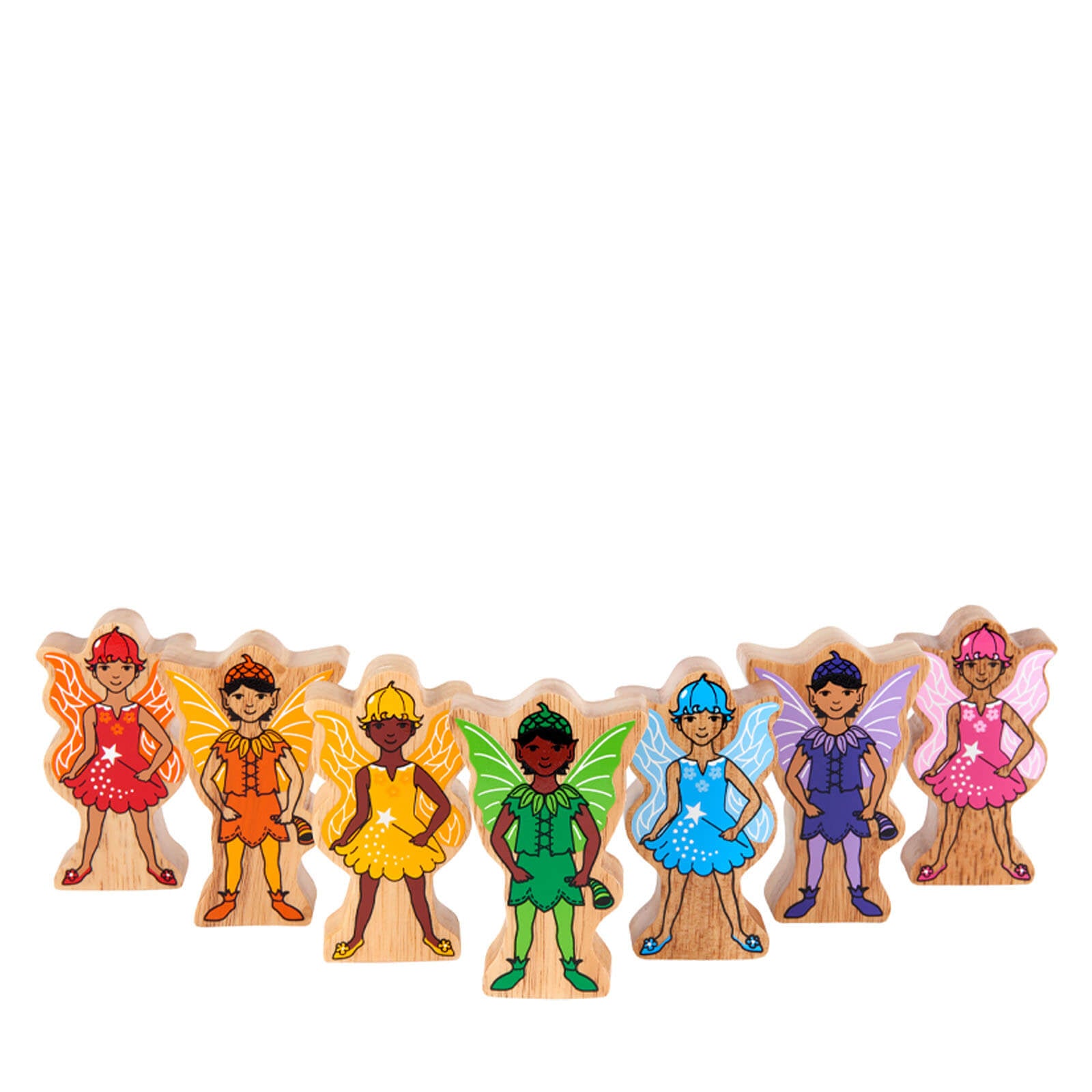 Wooden Rainbow Fairies Play Set - 7 Pieces