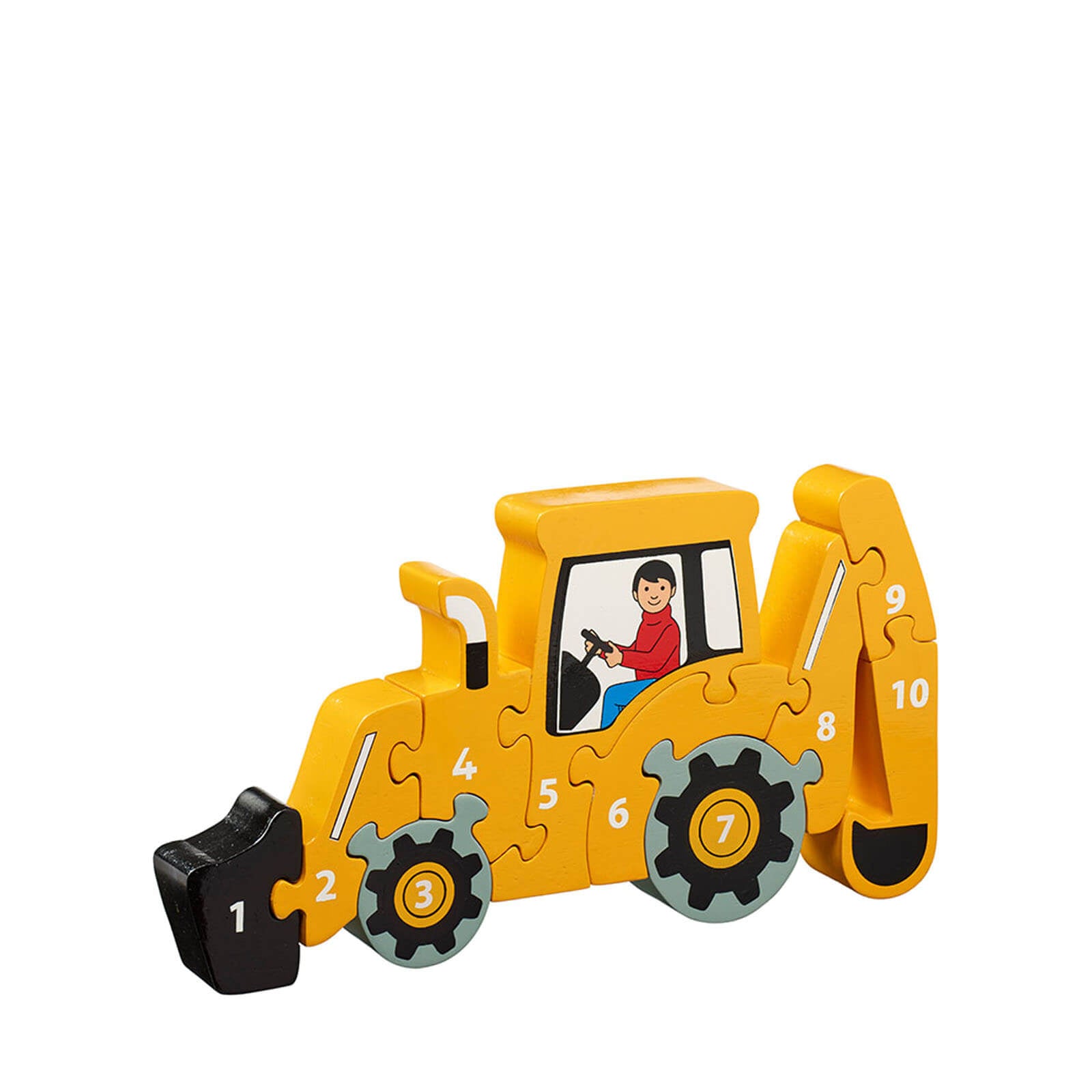 1-10 Wooden Jigsaw - Yellow Digger