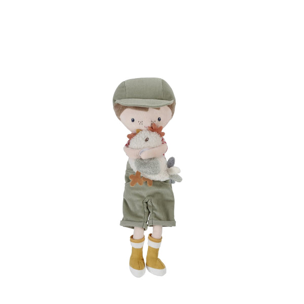 Cuddle Doll Farmer Jim With Chicken 35 cm