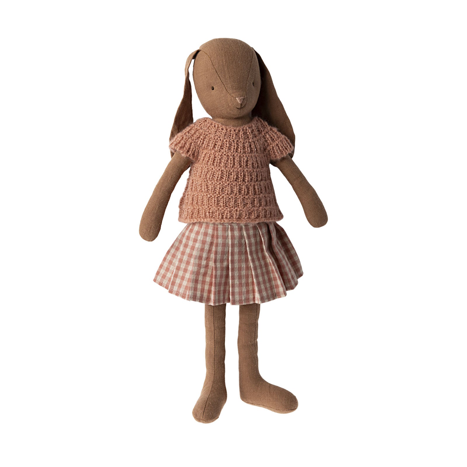 Bunny Size 3 - Chocolate Brown, Knitted Shirt And Skirt