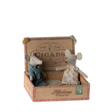Mum and Dad Mice In Cigar Box