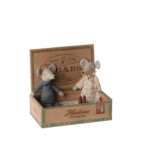 Grandma and Grandpa Mice In Cigar Box