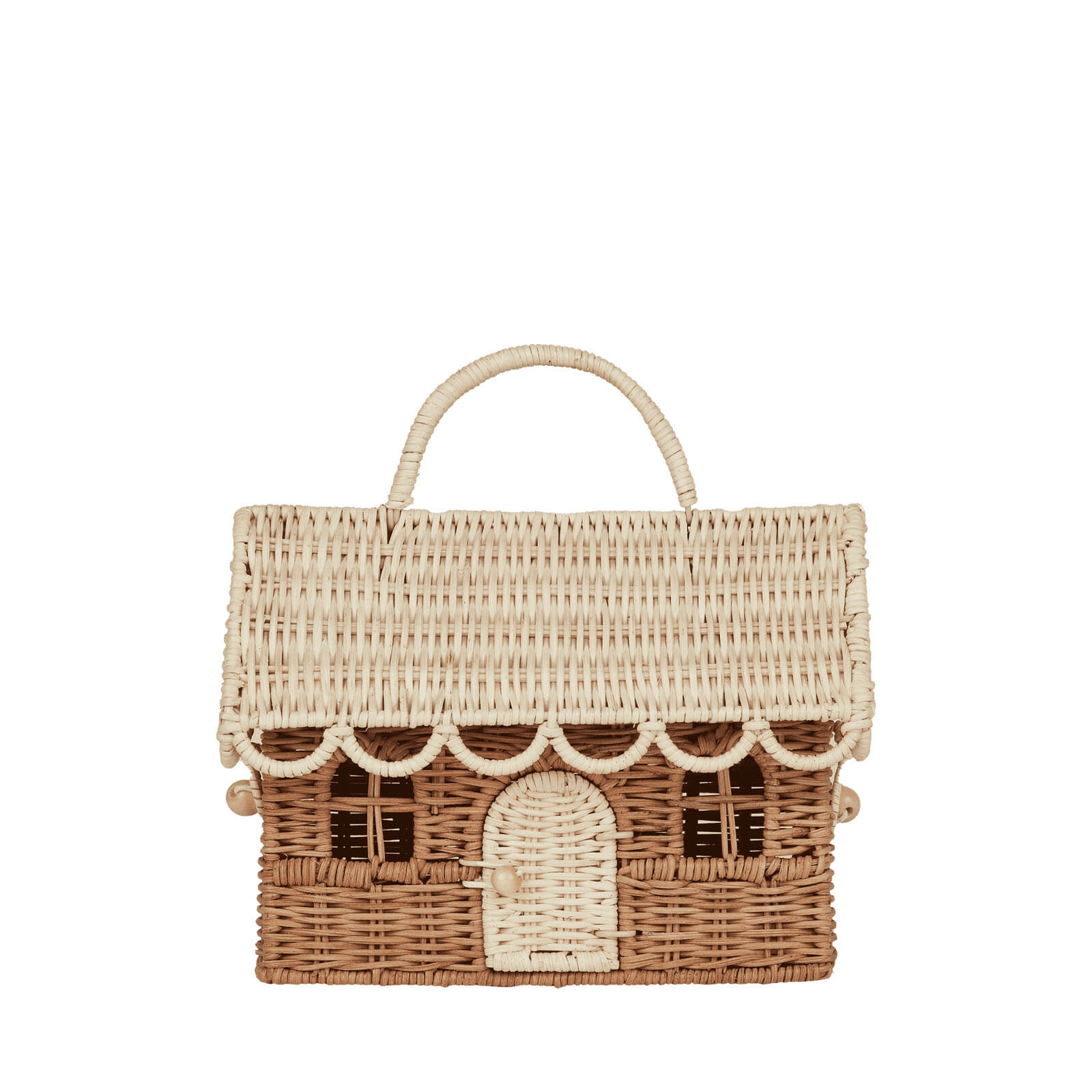 Rattan Gingerbread Casa Clutch - Natural and Straw