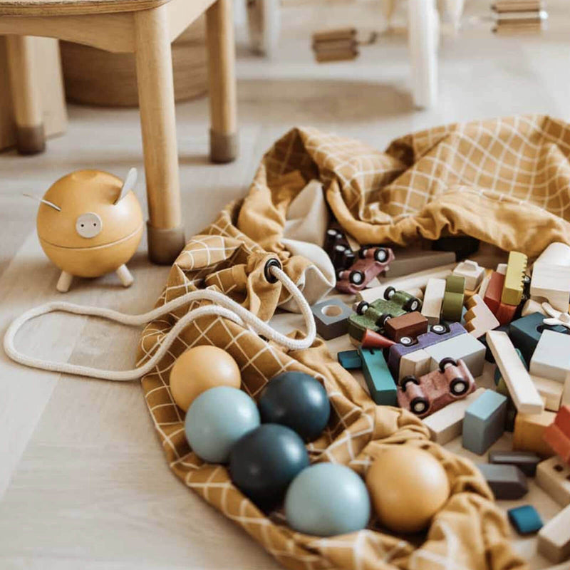 Organic Grid - Mustard Baby Playmat / Storage Bag