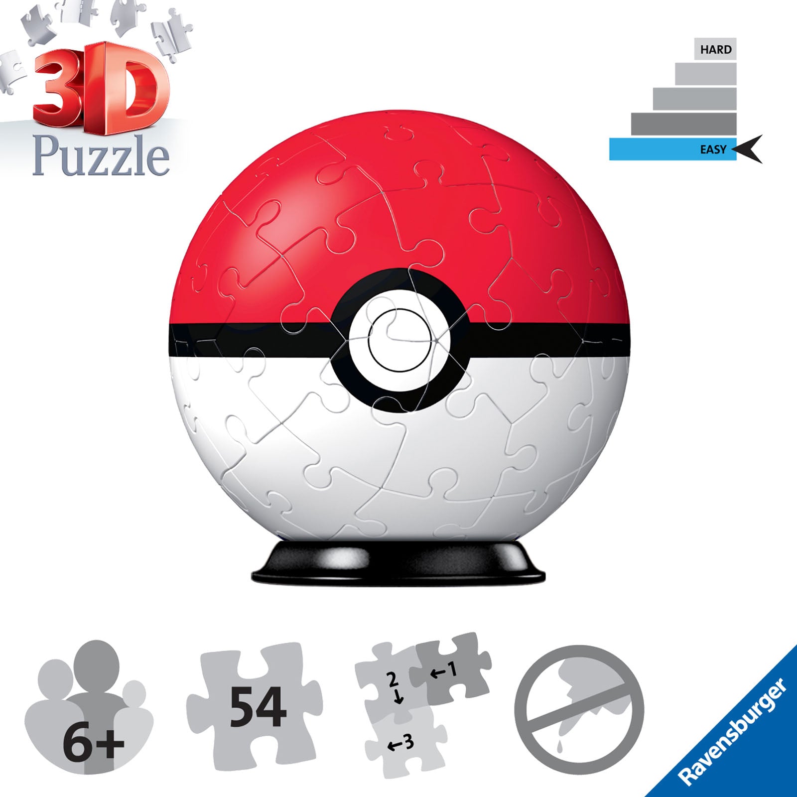 Pokemon Pokeball - 54 Piece 3D Ball Puzzle