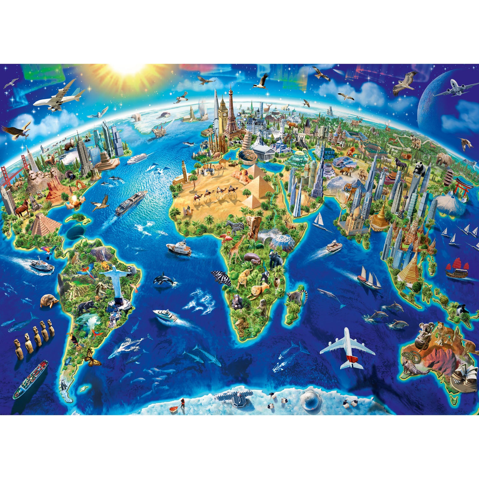 World Landmarks Map - 200 Piece Puzzle