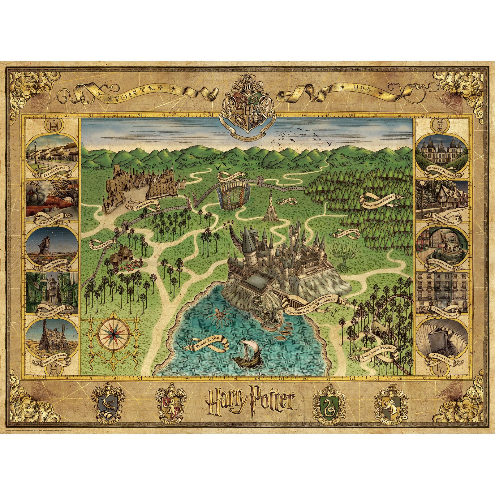 Harry Potter Hogwarts Map - 1500 Piece Puzzle