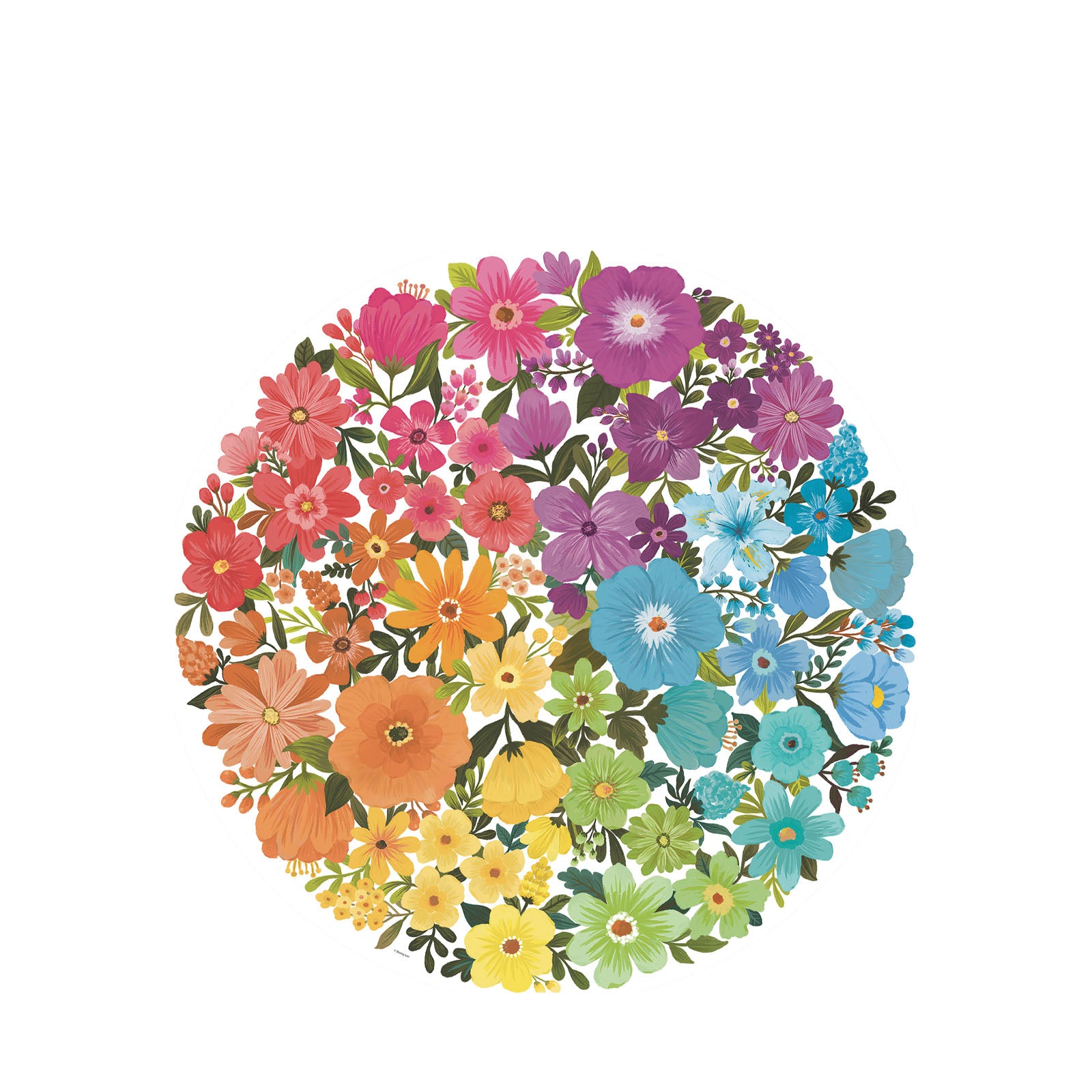 Circle of Colours Flowers - 500 Piece Circular Puzzle