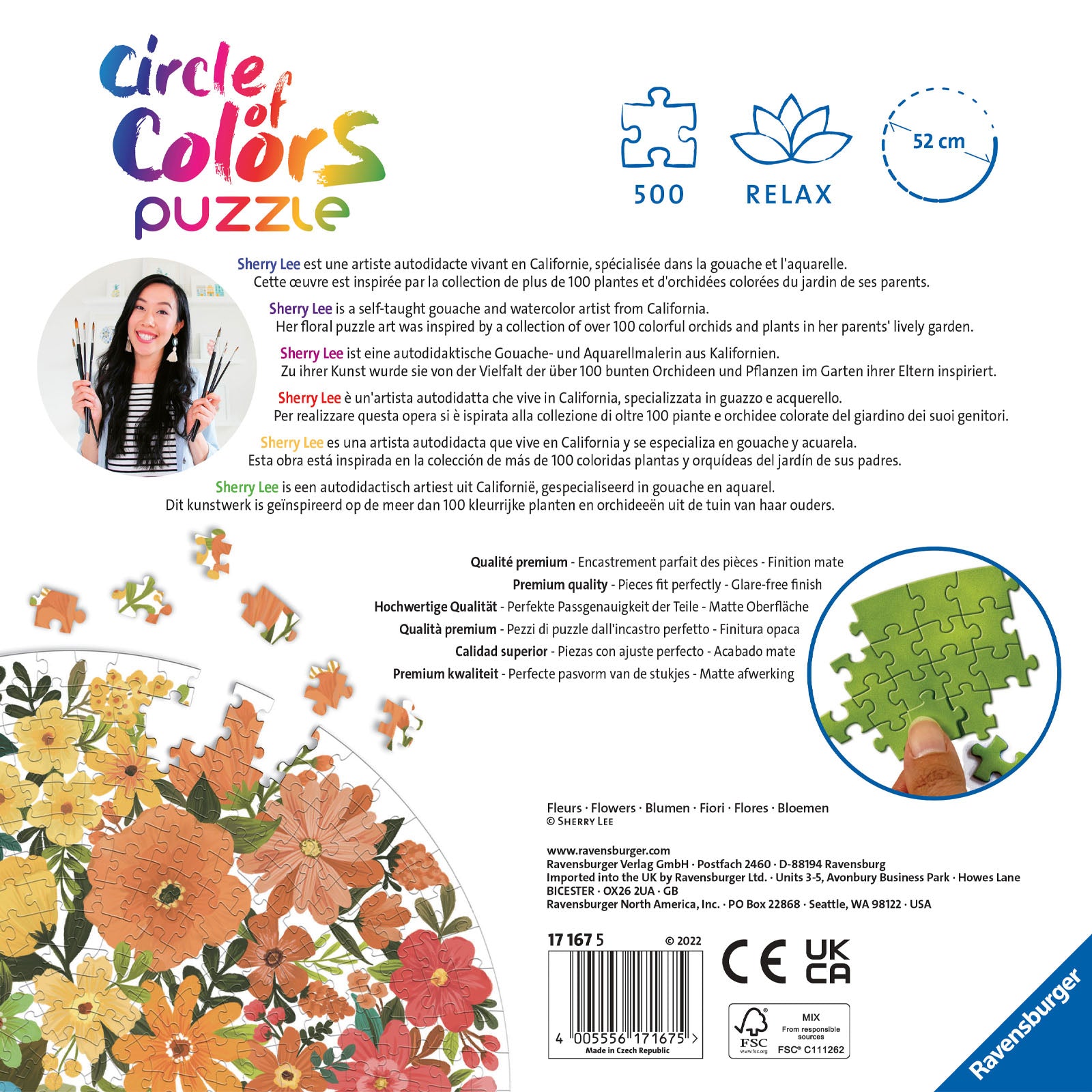 Circle of Colours Flowers - 500 Piece Circular Puzzle