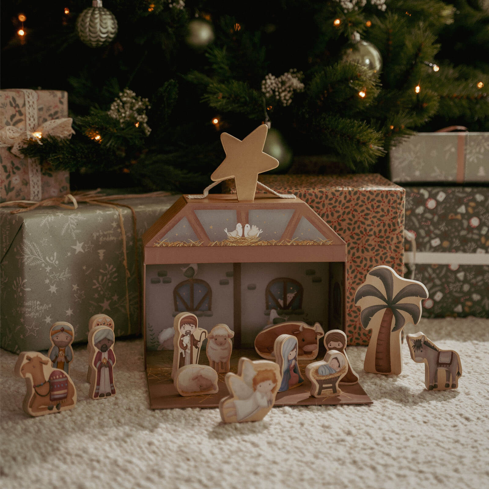 Nativity Scene and Wooden Figures