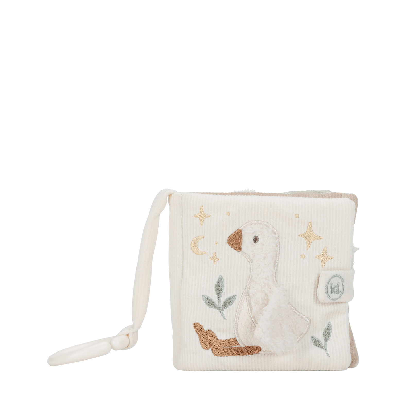 Children's soft book with a seal illustration on a white background