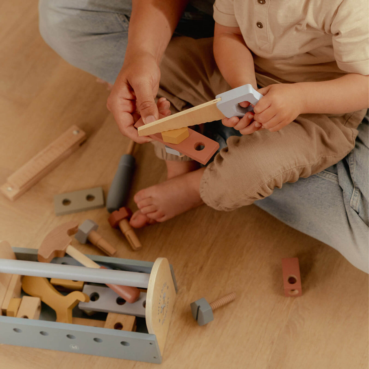 Wooden Tool Box - 26 Pieces