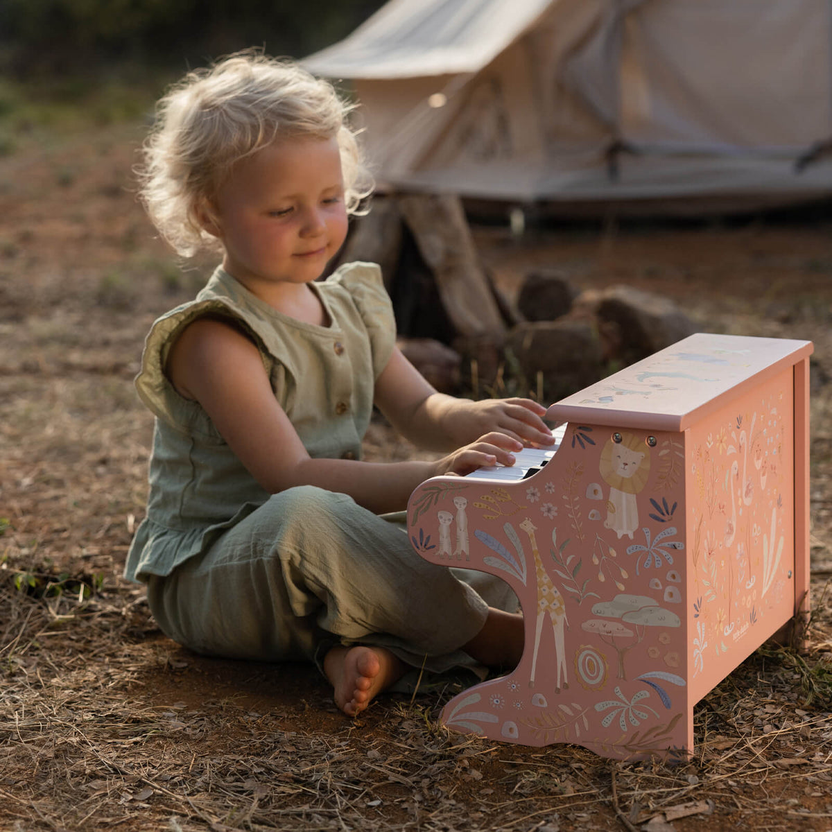 Wooden Piano - Pink - Safari Friends