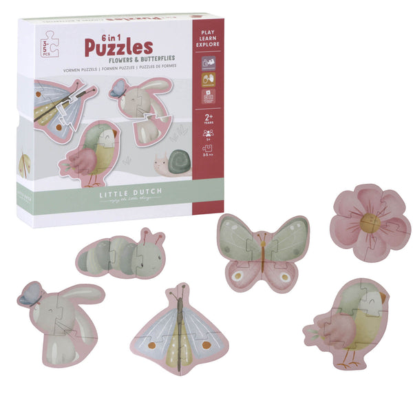 6 in 1 Puzzles Game Flowers and Butterflies