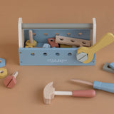 Wooden Blue Toolbox and Accessories