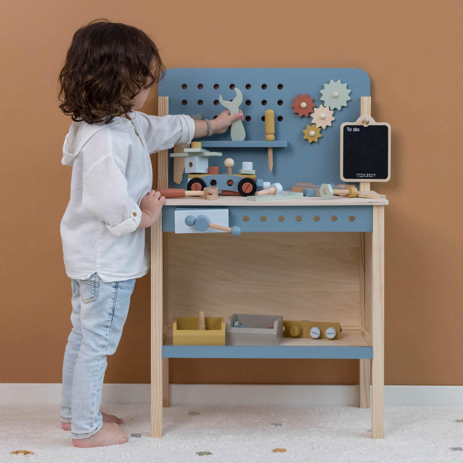 Blue Workbench and Accessories