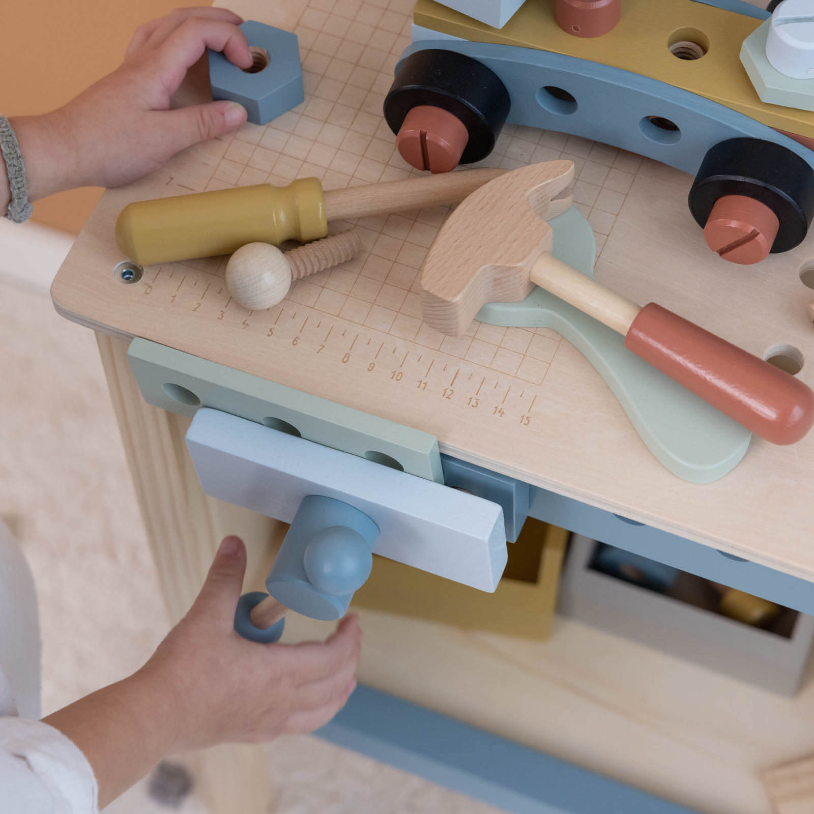 Blue Workbench and Accessories