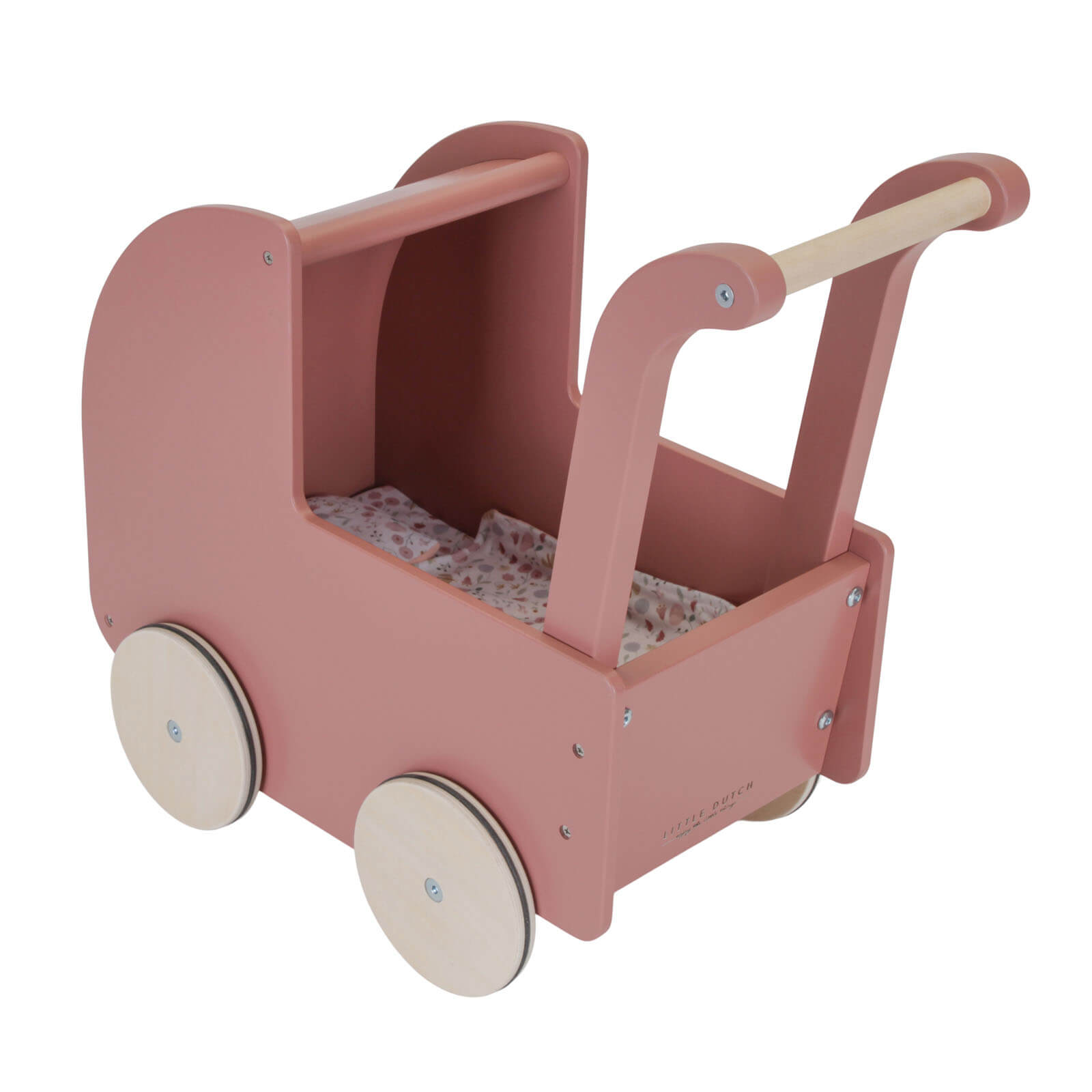 Wooden Doll Pram and Bedding