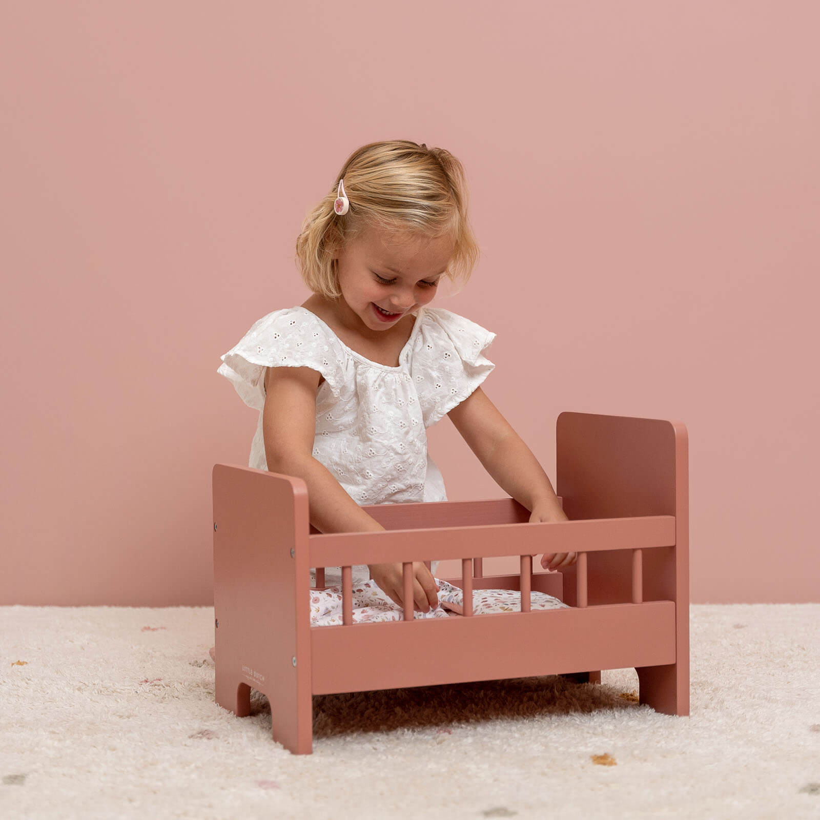 Wooden Doll Bed And Bedding