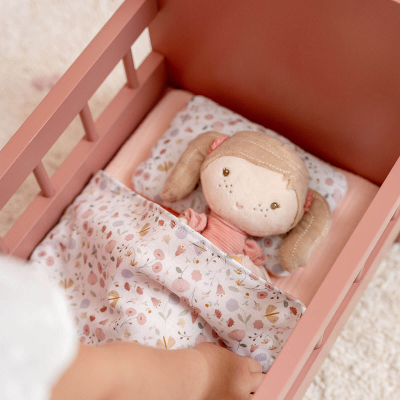 Wooden Doll Bed And Bedding