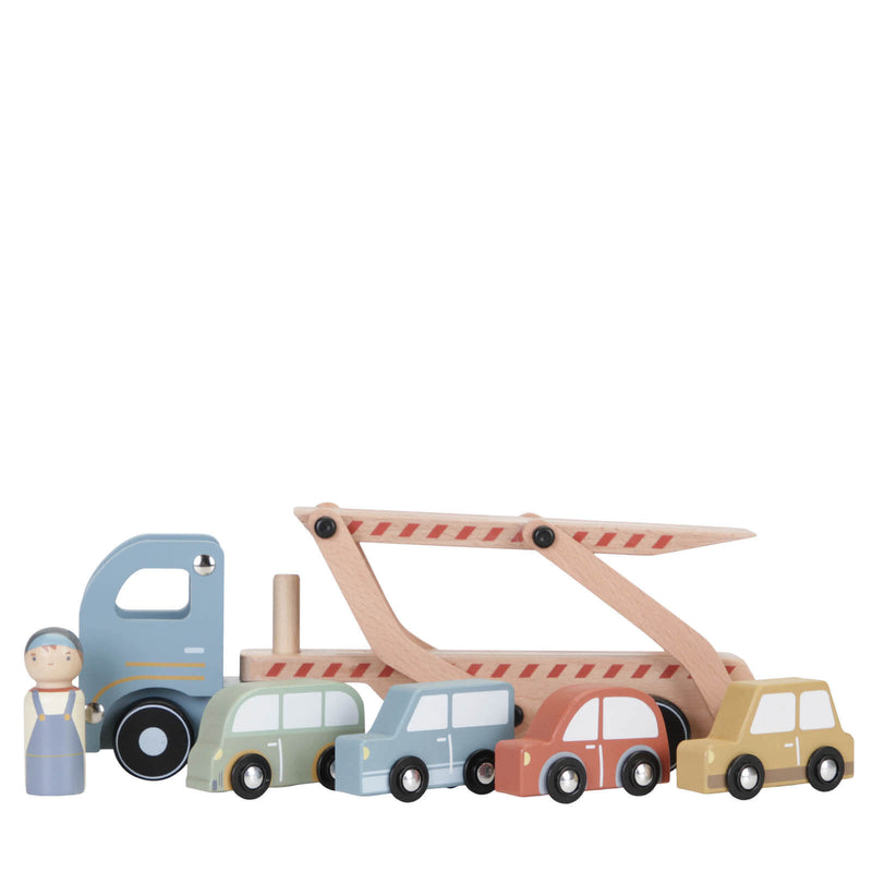 Wooden Truck and 4 Cars