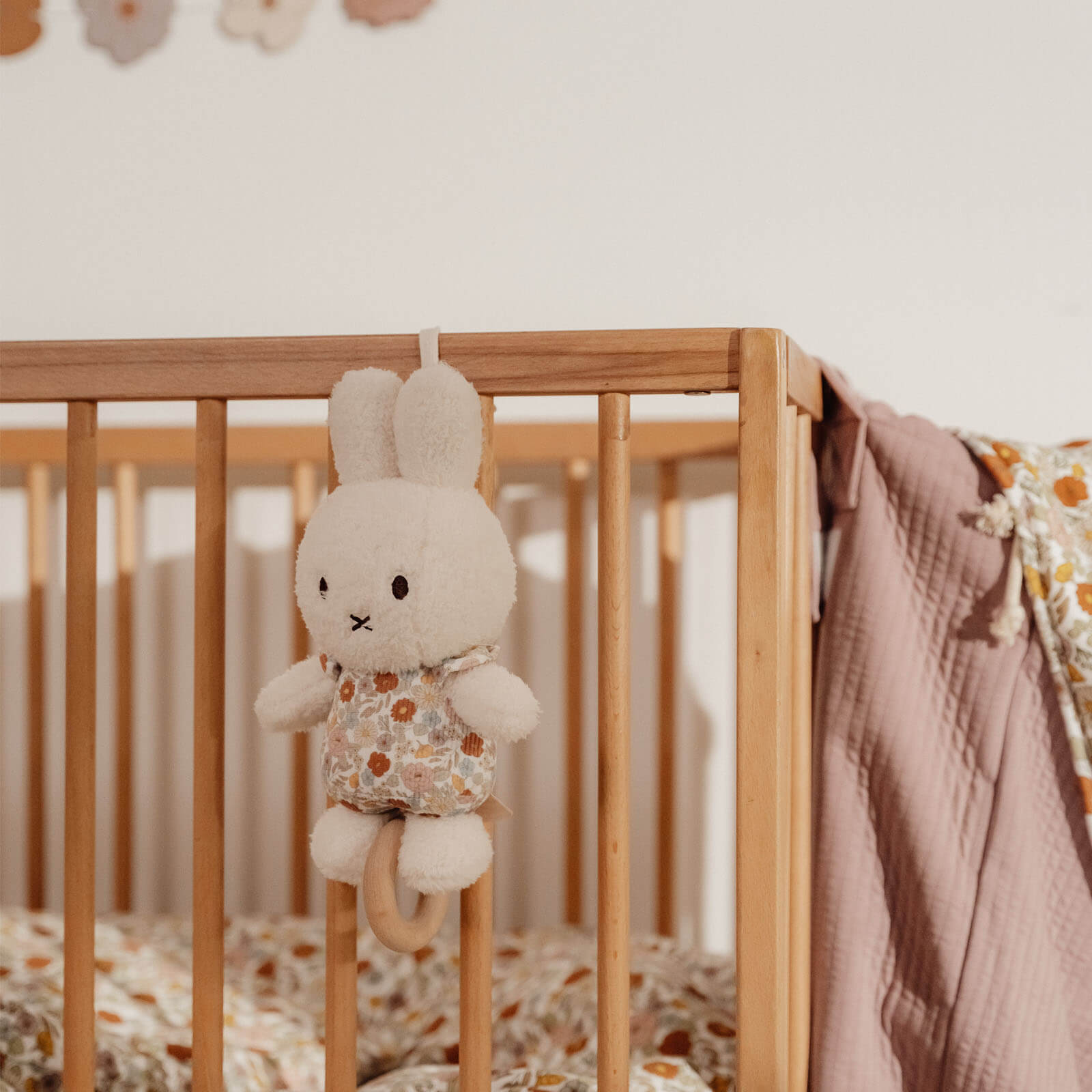Miffy Vintage Flowers Music Pull Soft Toy