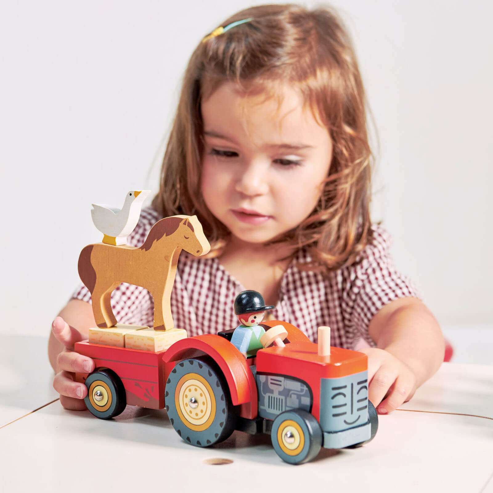 Wooden Farmyard Tractor and Accessories